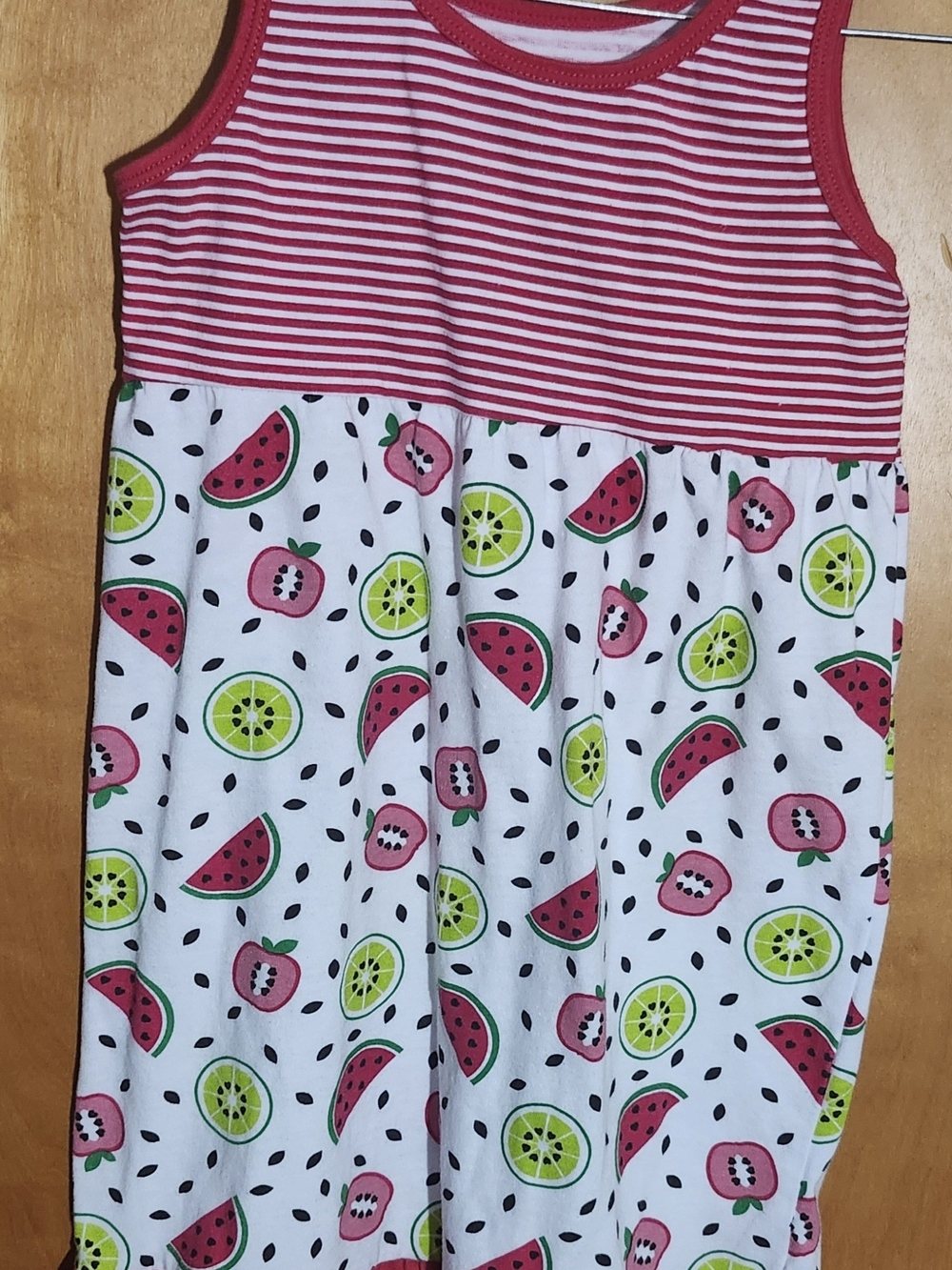 Bobbie Brooks Pink and White Fruit Print Sleeveless Dress